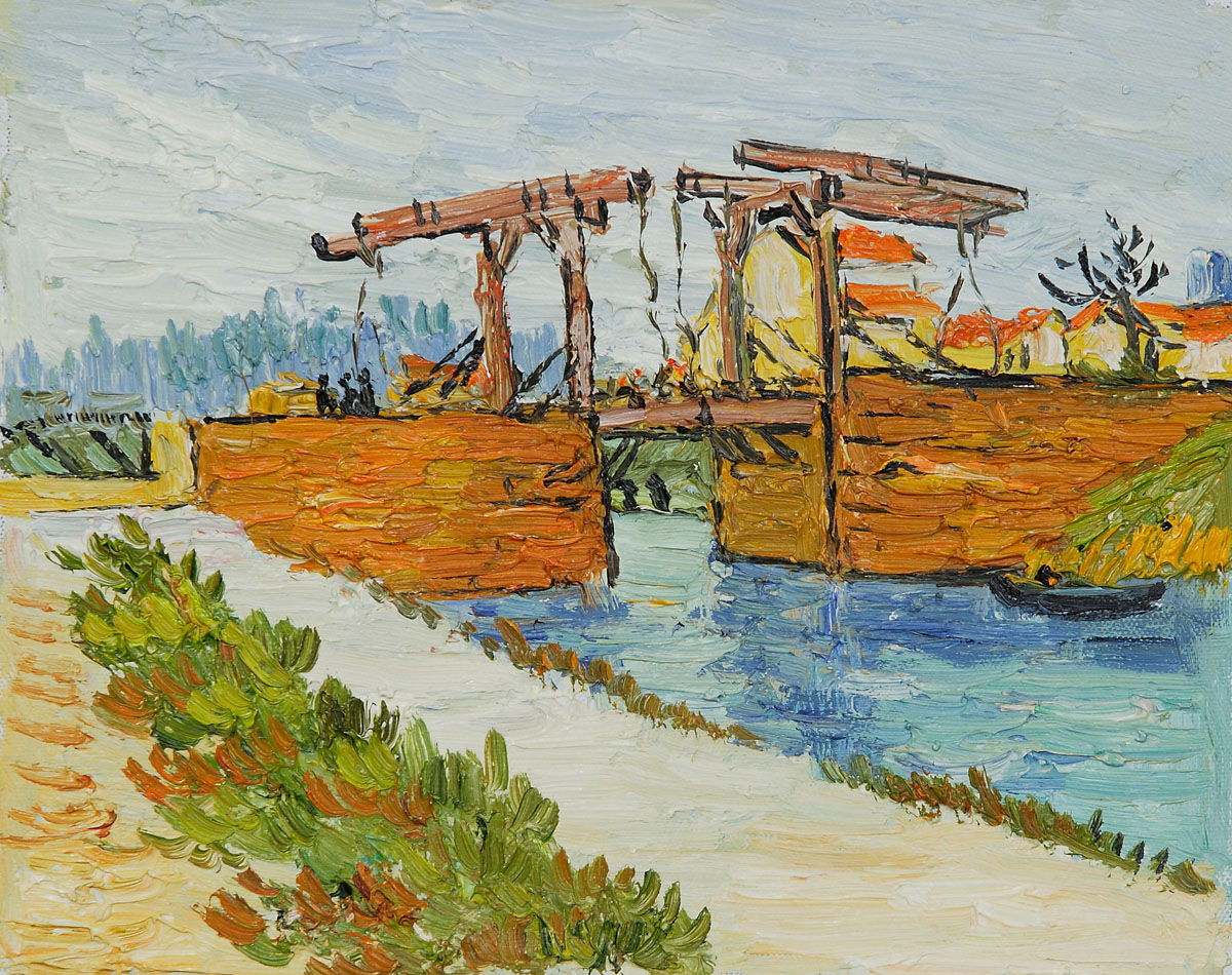 Langlois Bridge at Arles with Road Alongside the Canal - Van Gogh Painting On Canvas